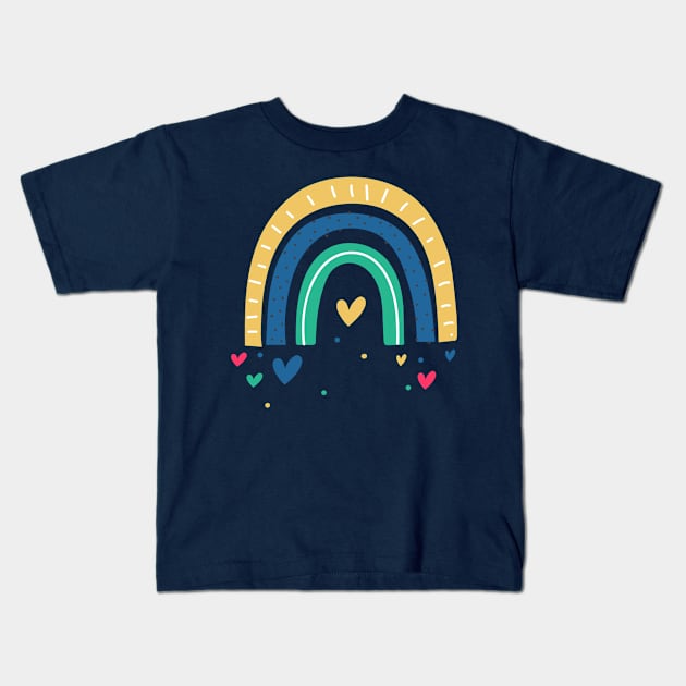 Kids Rainbows AND Hearts Kids T-Shirt by Mommag9521